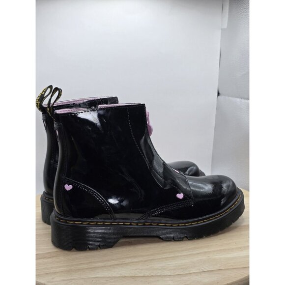 Dr Martens 1460 Y Bex Heart Zip Black Patent Leather Zip Ankle Boots Size US 5 - Picture 3 of 9